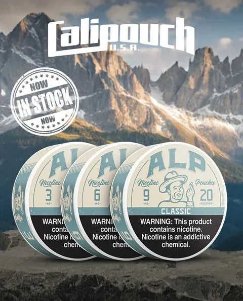 Calipouch nicotine pouches with mountainous background